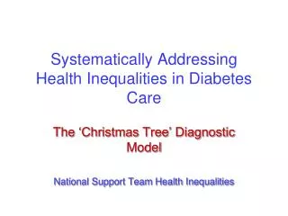 Systematically Addressing Health Inequalities in Diabetes Care
