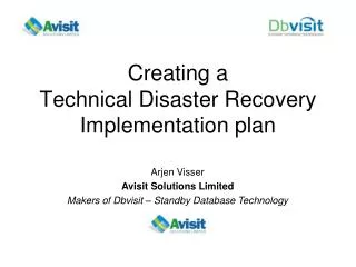 Creating a Technical Disaster Recovery Implementation plan