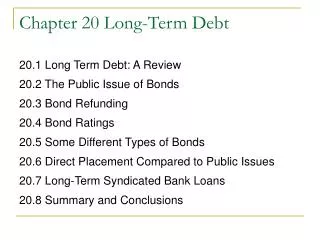 Chapter 20 Long-Term Debt