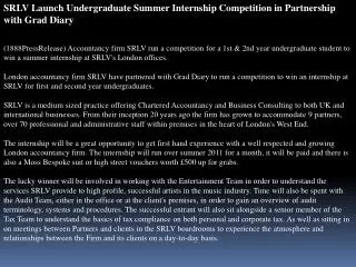 SRLV Launch Undergraduate Summer Internship Competition in P