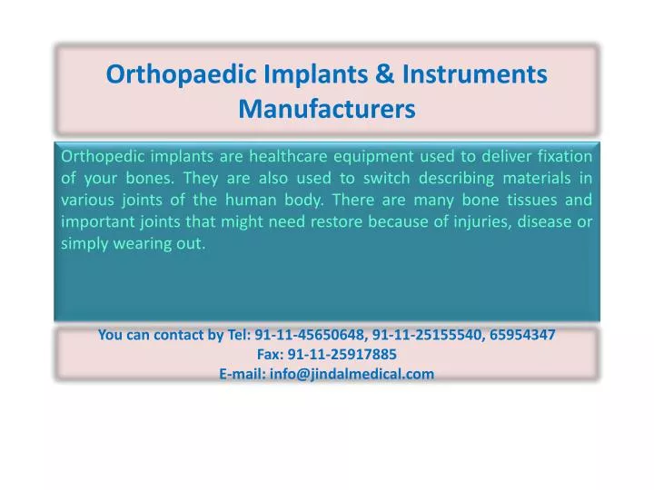 orthopaedic implants instruments manufacturers