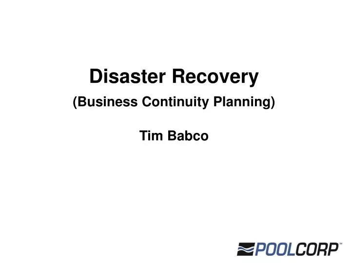 disaster recovery business continuity planning tim babco