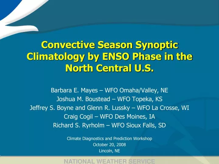 convective season synoptic climatology by enso phase in the north central u s