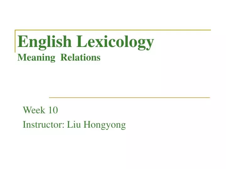 english lexicology meaning relations