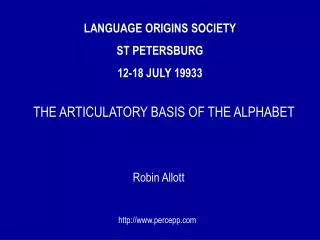 LANGUAGE ORIGINS SOCIETY ST PETERSBURG 12-18 JULY 19933