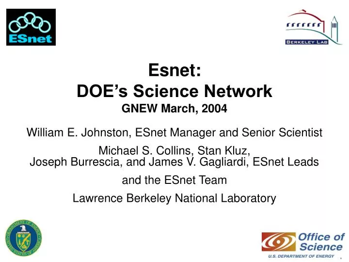 esnet doe s science network gnew march 2004