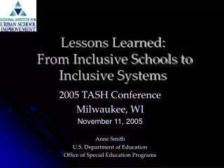 Lessons Learned: From Inclusive Schools to Inclusive Systems