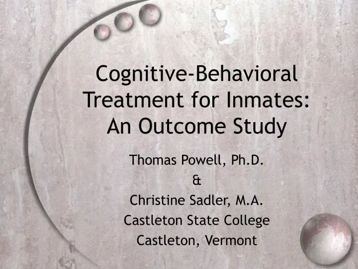 cognitive behavioral treatment for inmates an outcome study