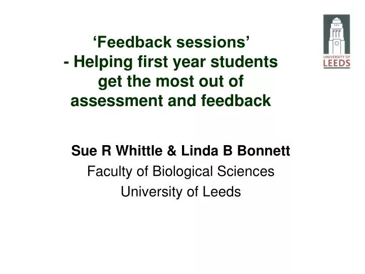 feedback sessions helping first year students get the most out of assessment and feedback
