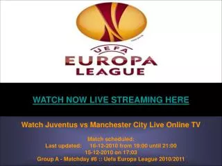 Watch Juventus vs Manchester City Live Online HD VIDEO