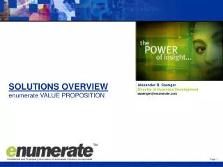 SOLUTIONS OVERVIEW enumerate VALUE PROPOSITION