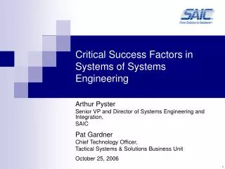 Critical Success Factors in Systems of Systems Engineering