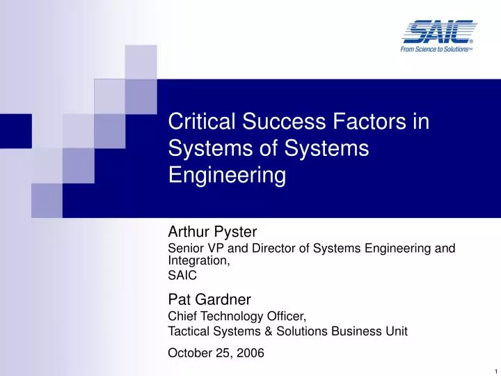 critical success factors in systems of systems engineering