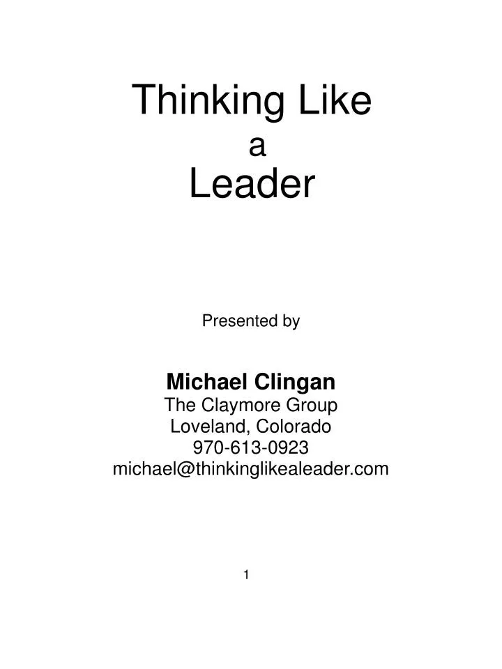 thinking like a leader