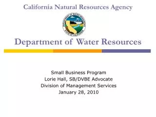 California Natural Resources Agency Department of Water Resources