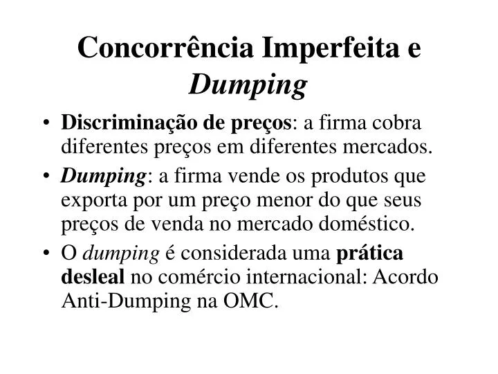 concorr ncia imperfeita e dumping