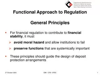 Functional Approach to Regulation General Principles