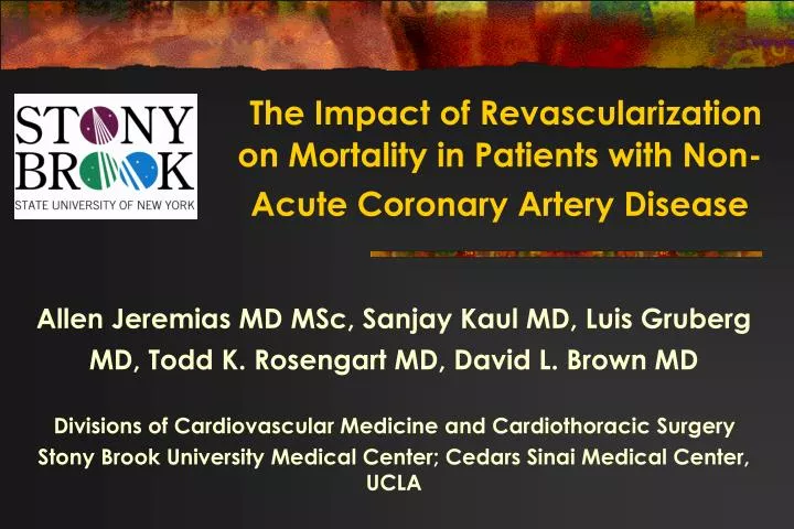 the impact of revascularization on mortality in patients with non acute coronary artery disease