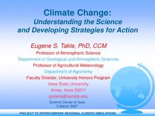 Climate Change: Understanding the Science and Developing Strategies for Action