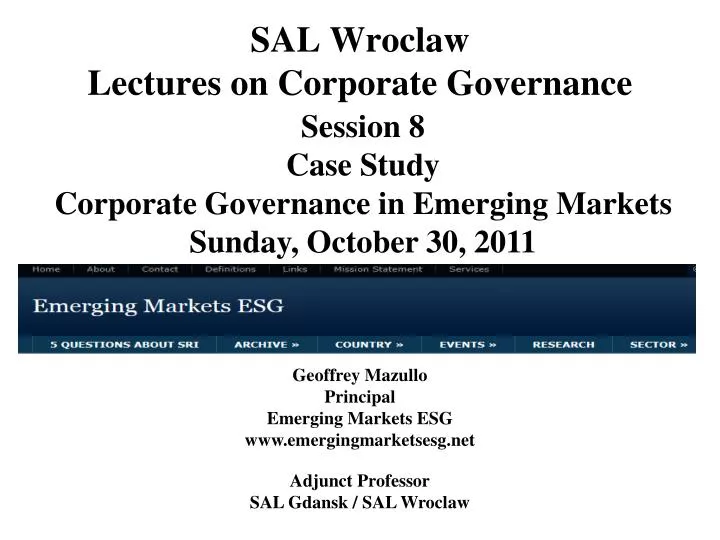 sal wroclaw lectures on corporate governance