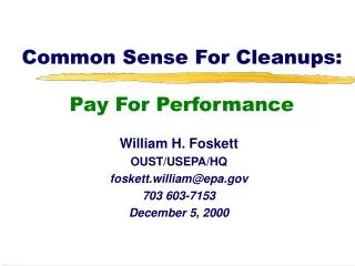 Common Sense For Cleanups: Pay For Performance