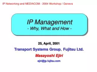 IP Management - Why, What and How -