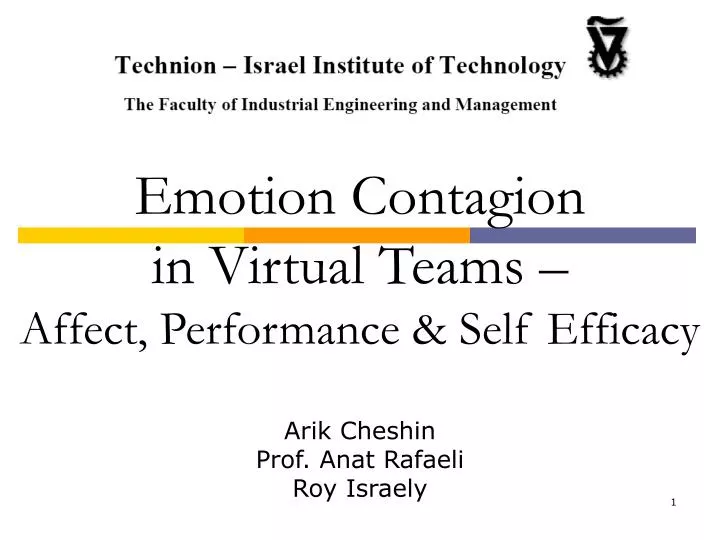 emotion contagion in virtual teams affect performance self efficacy