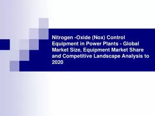 nitrogen -oxide (nox) control equipment in power plants