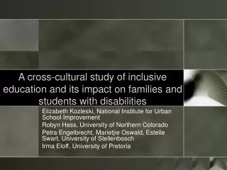 A cross-cultural study of inclusive education and its impact on families and students with disabilities