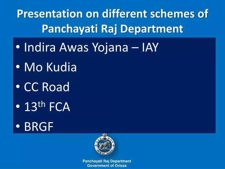 presentation on different schemes of panchayati raj department