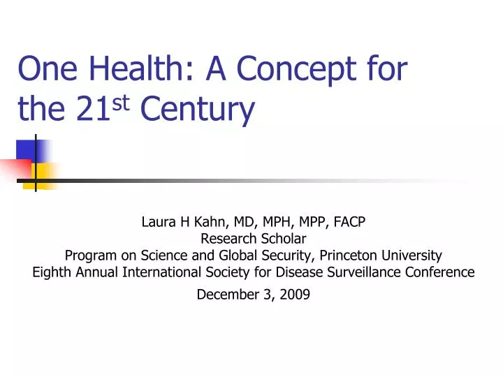 one health a concept for the 21 st century