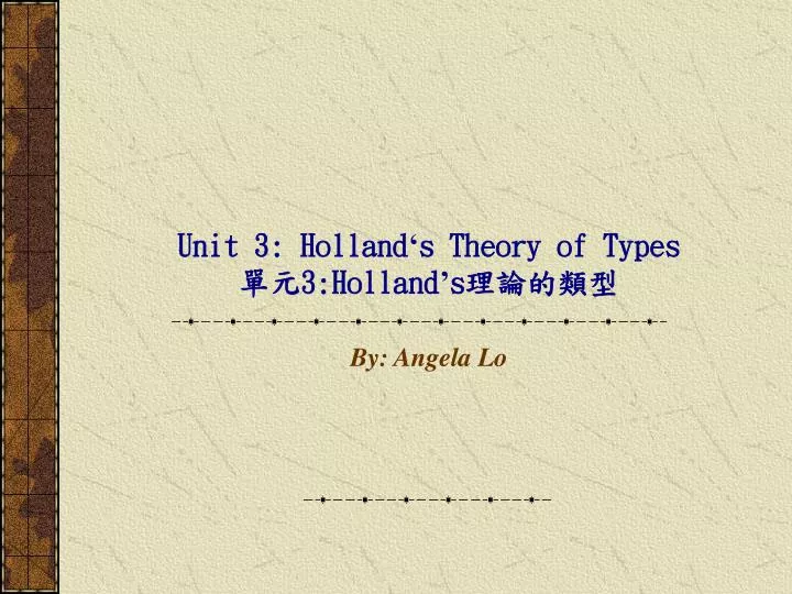 unit 3 holland s theory of types 3 holland s