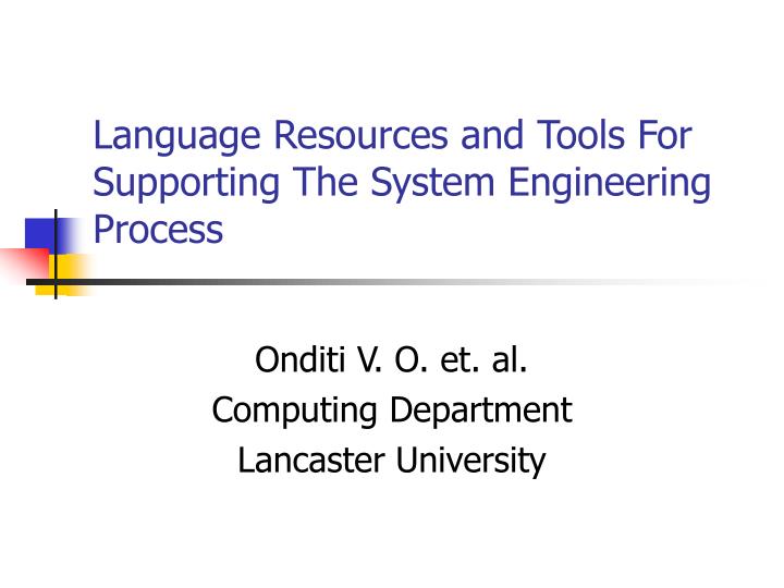 language resources and tools for supporting the system engineering process