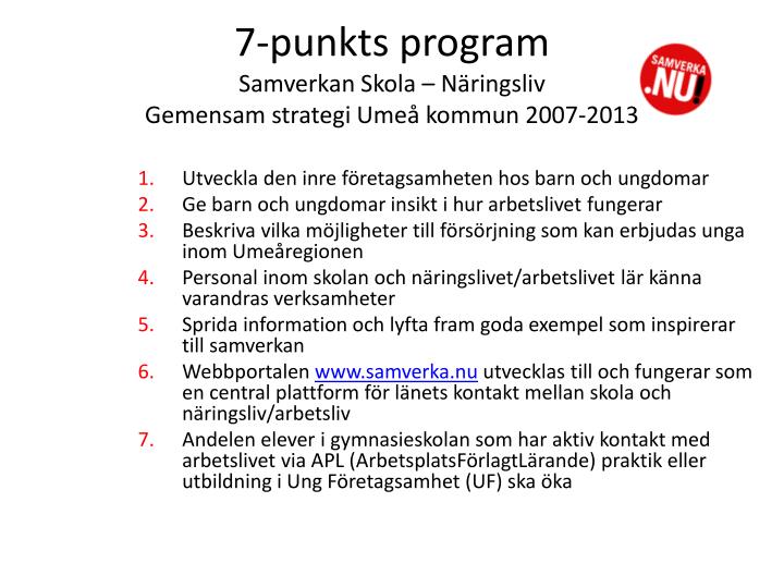 PPT - 7-punkts Program Samverkan Skola – Näringsliv Gemensam Strategi ...