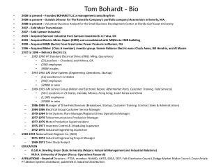 Tom Bohardt - Bio