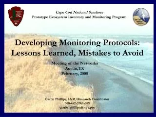 Cape Cod National Seashore Prototype Ecosystem Inventory and Monitoring Program