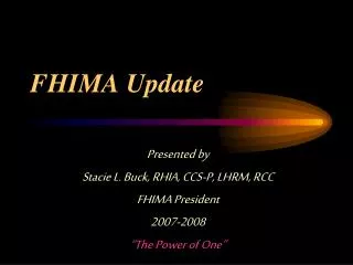 FHIMA Update