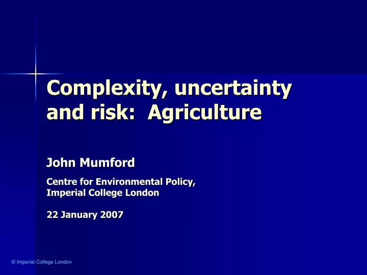 complexity uncertainty and risk agriculture