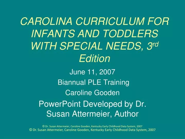 carolina curriculum for infants and toddlers with special needs 3 rd edition