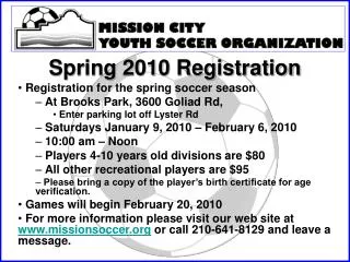 Spring 2010 Registration