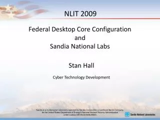 Federal Desktop Core Configuration and Sandia National Labs
