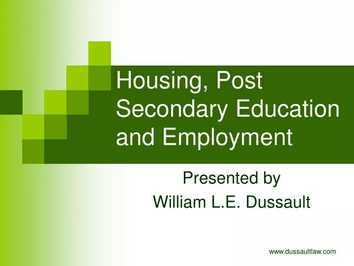 housing post secondary education and employment