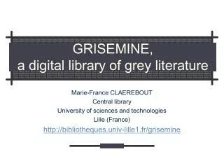GRISEMINE, a digital library of grey literature