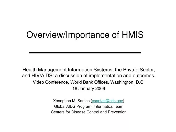 overview importance of hmis
