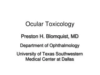 Ocular Toxicology