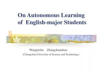 On Autonomous Learning of English-major Students