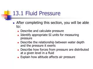 13.1 Fluid Pressure