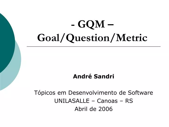 gqm goal question metric