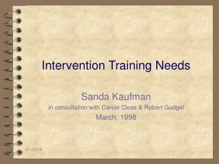 Intervention Training Needs