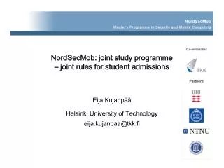 NordSecMob: joint study programme – joint rules for student admissions